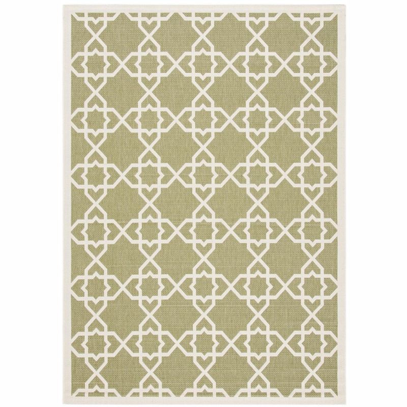 Green and Beige Rectangular Easy-Care Outdoor Rug - 79"x4"