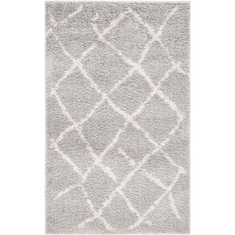 Light Grey Synthetic Shag Area Rug 3' x 5'