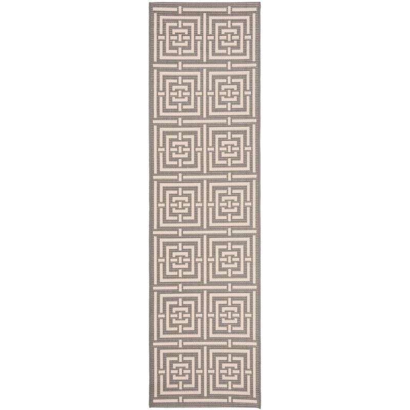 Gray Synthetic Stain-Resistant Outdoor Rug, 27" x 10"