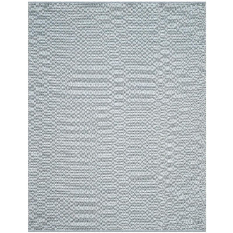 Ivory and Light Blue 8' x 10' Handwoven Cotton Area Rug