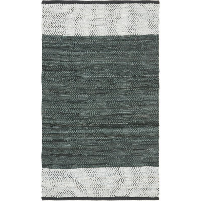 Mod-Chic Gray Cotton and Cowhide 4' x 6' Flat Woven Area Rug