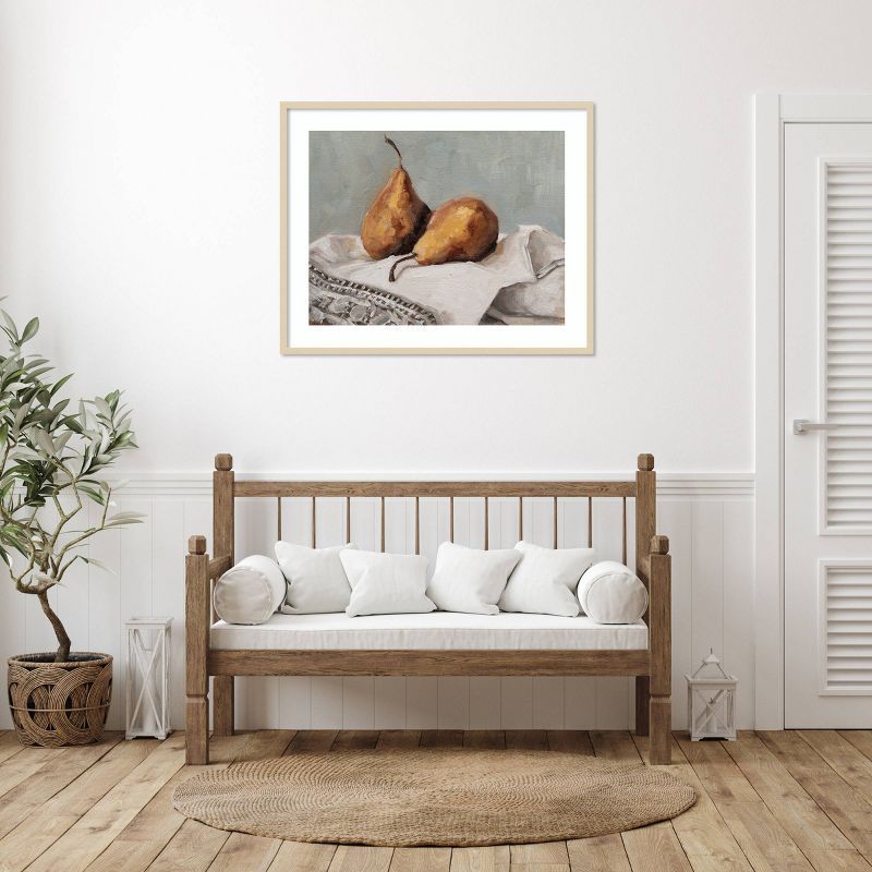 Pair of Pears II Brown Framed Canvas Print