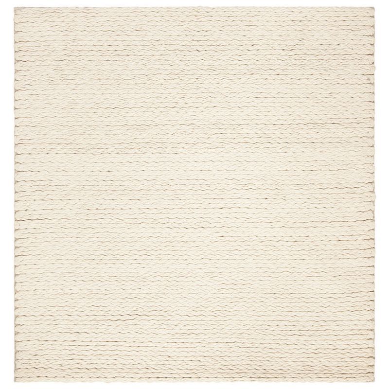 Handmade Ivory Braided Wool 6' Square Area Rug