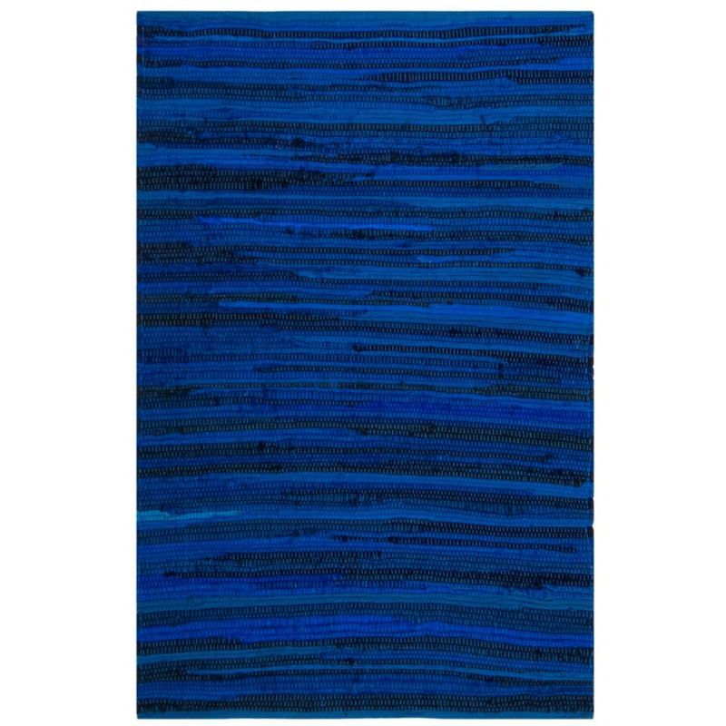 Handmade Blue Stripe Wool Cotton Area Rug 2' x 3'