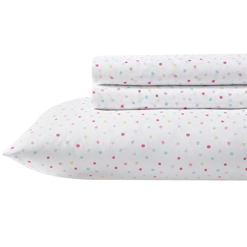 Confetti Pink and White Microfiber Queen Kids Sheet Set