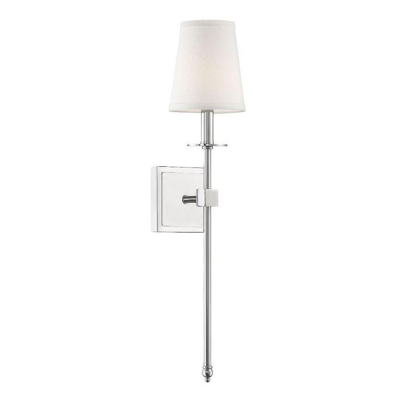 Monroe Polished Nickel 1-Light Wall Sconce with White Shade