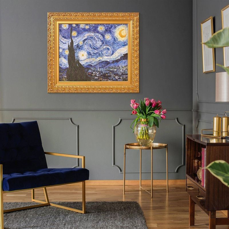 Vincent Van Gogh Starry Night Gold Framed Canvas Print 27.75" x 31.5"