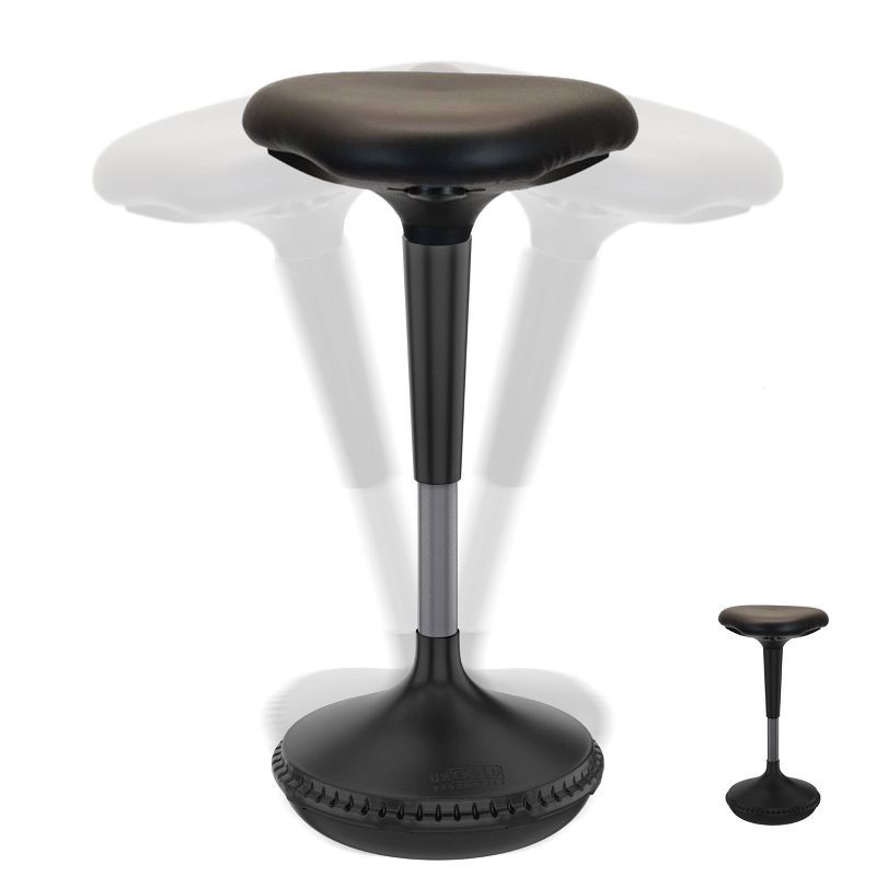 Adjustable Black Vinyl Saddle Style Swivel Stool