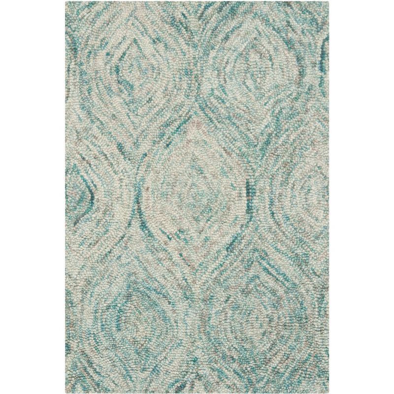 Coastal Breeze Ivory & Sea Blue Hand-tufted Wool Area Rug - 2' x 3'