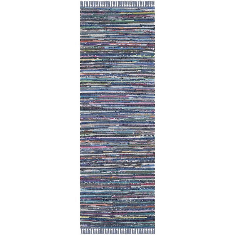 Handwoven Striped Cotton Runner Rug in Gray - 2'3" X 7'