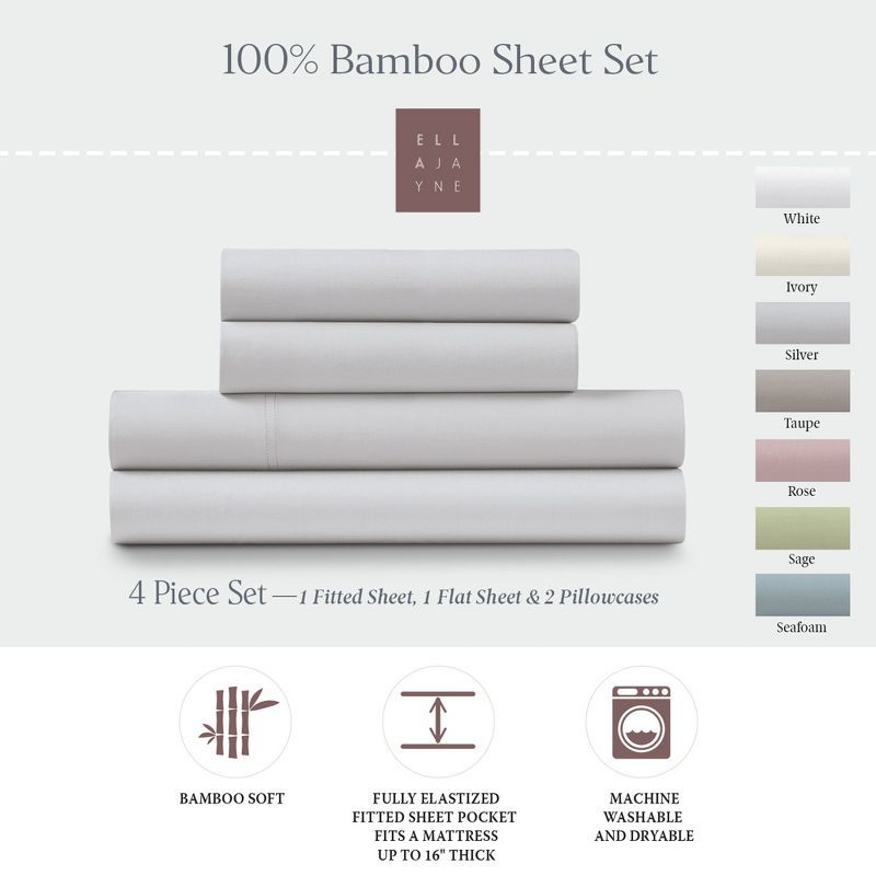 Silver Bamboo Cotton Deep-Pocket Full Sheet Set