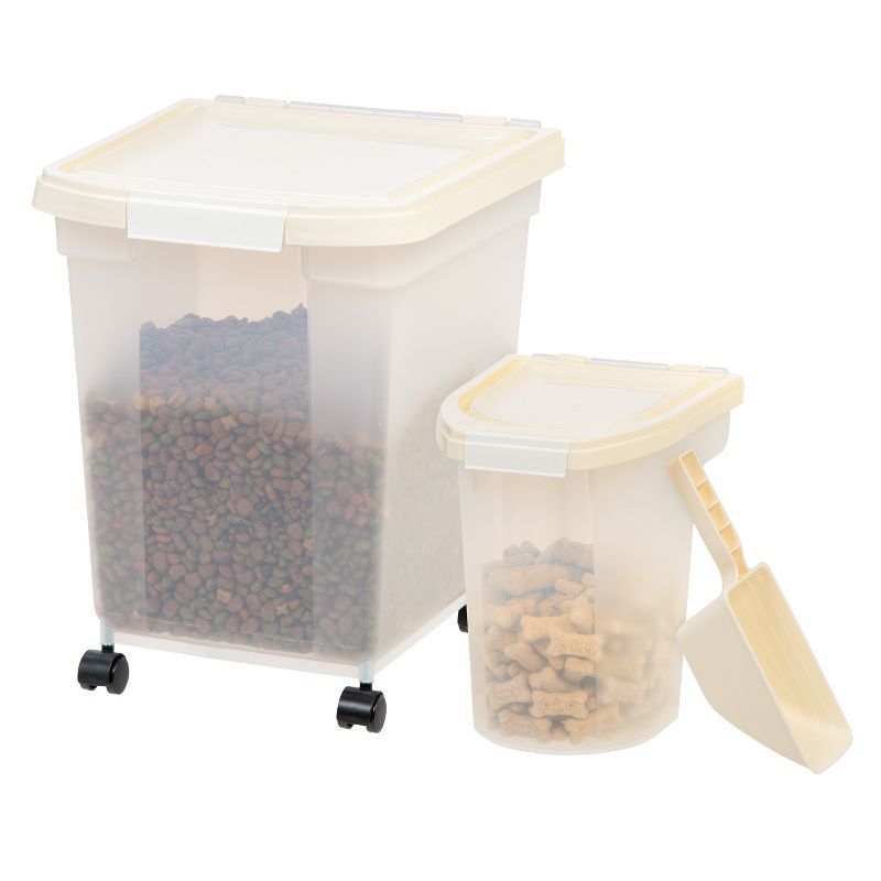 White Airtight Plastic Pet Food Container Combo with Scoop