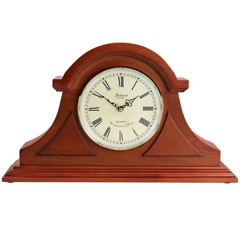 Mahogany Cherry Oak Mantel Clock with Roman Numerals