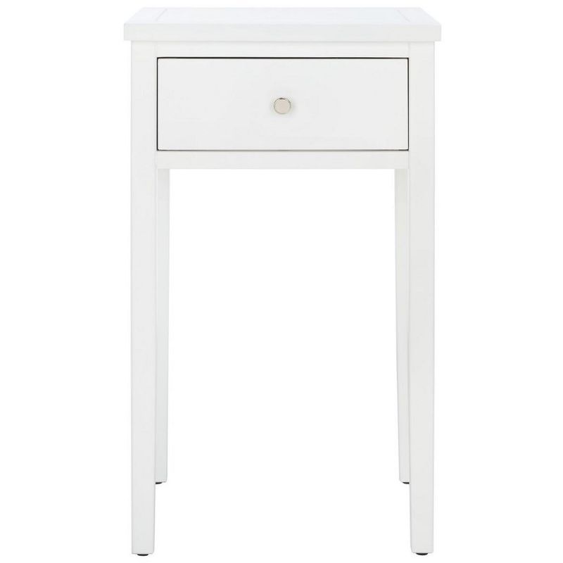 White Poplar Wood Nightstand with Storage Drawer