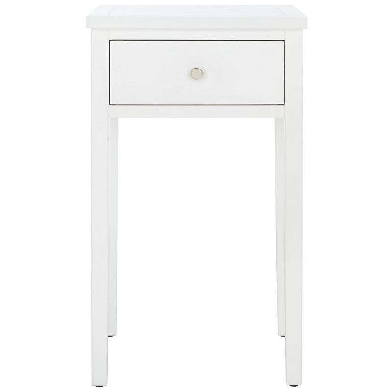 White Poplar Wood Nightstand with Storage Drawer