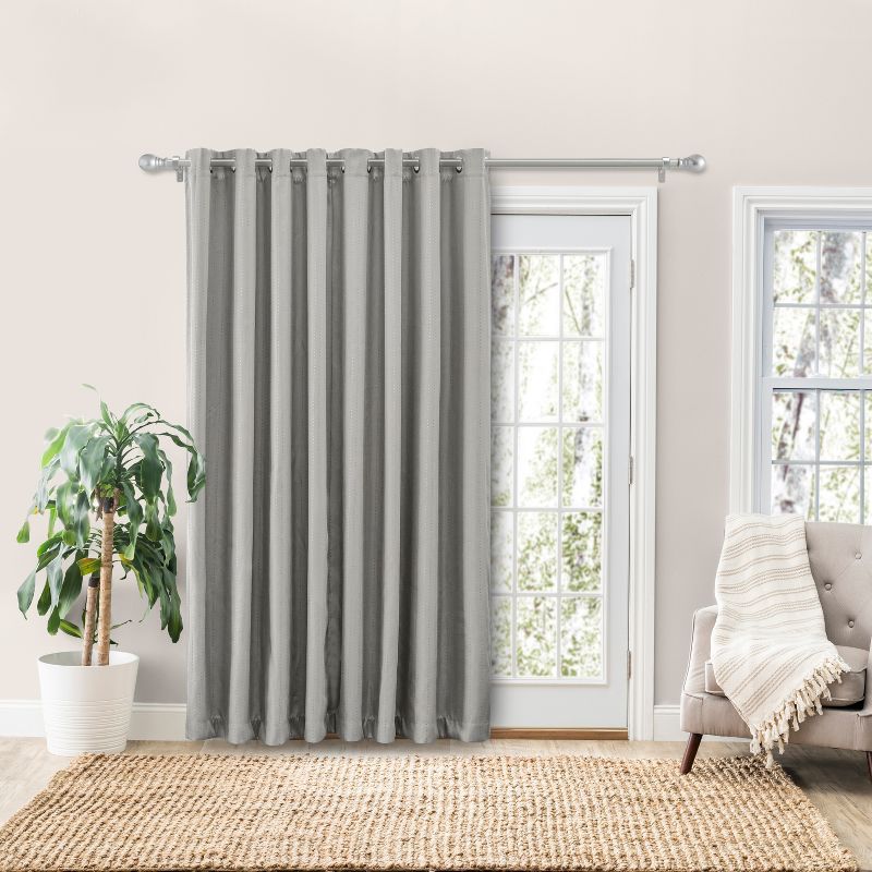 Gray Extended Polyester Room-Darkening Grommet Panel