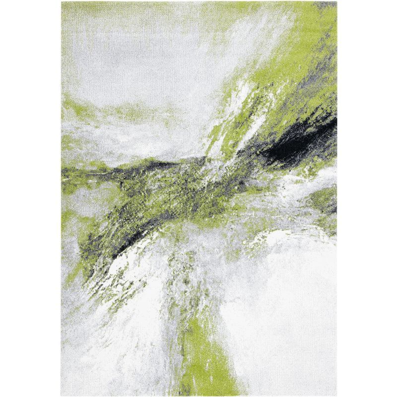 Galaxy 8' x 10' Grey and Green Abstract Area Rug