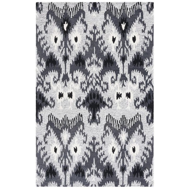 Grey and Black Hand-Tufted Wool Rectangular Area Rug