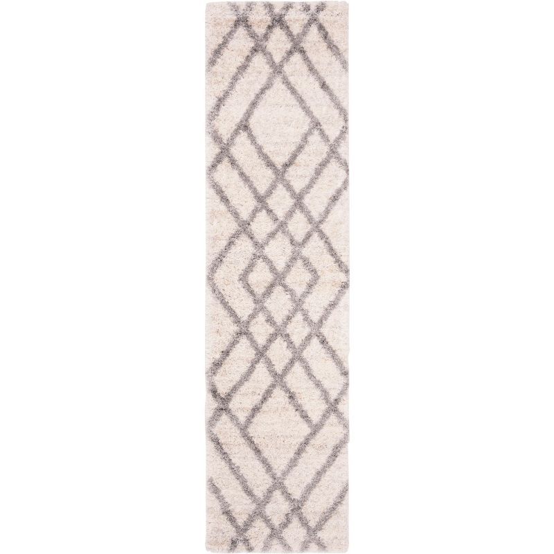 Plush Cream/Grey Synthetic Easy-Care Shag Area Rug