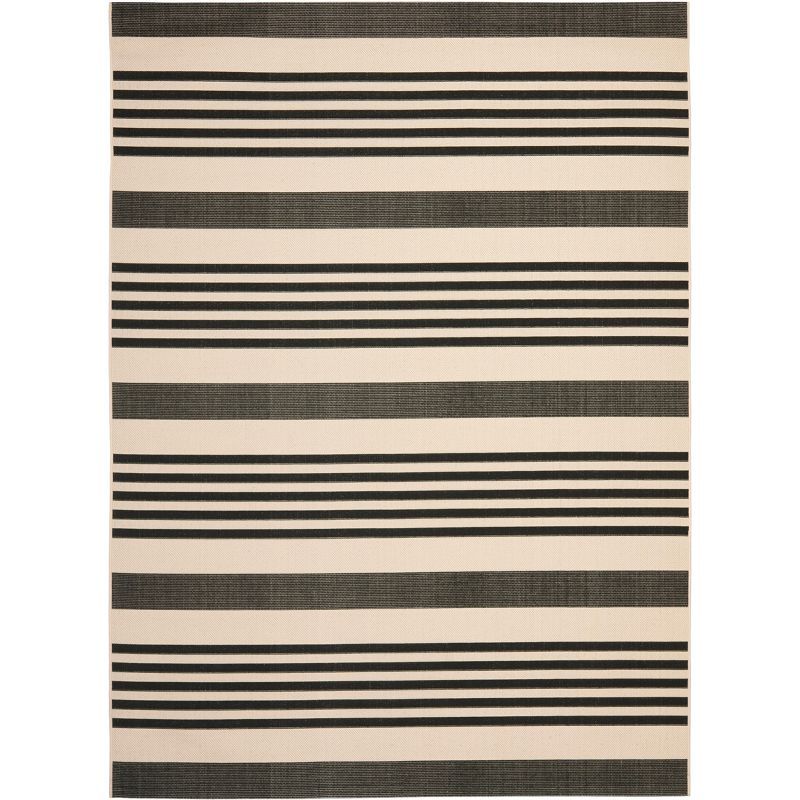 Courtyard Black/Bone 8' x 10' Reversible Flat Woven Outdoor Rug