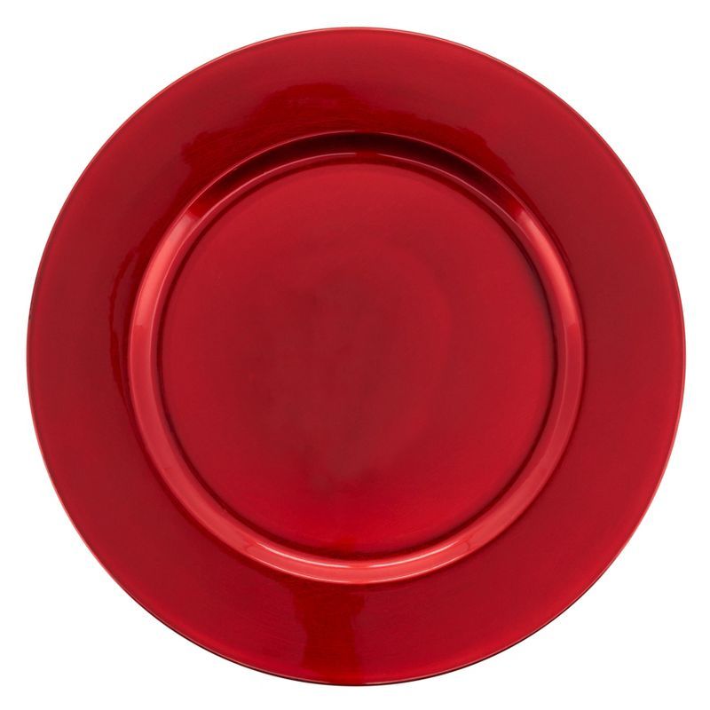 Red Classic Design Charger Plates Set of 4