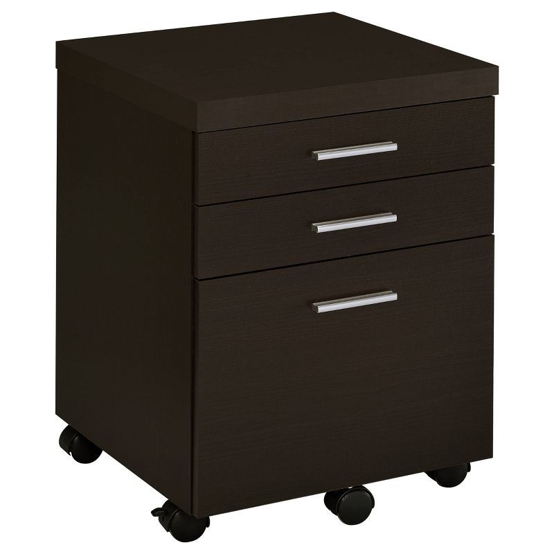 Skylar Black 3-Drawer Mobile File Cabinet with Silver Handles