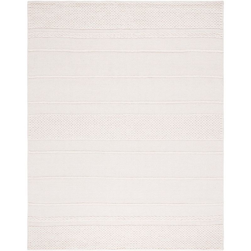 Ivory Flat Woven Handmade Wool 8' x 10' Area Rug