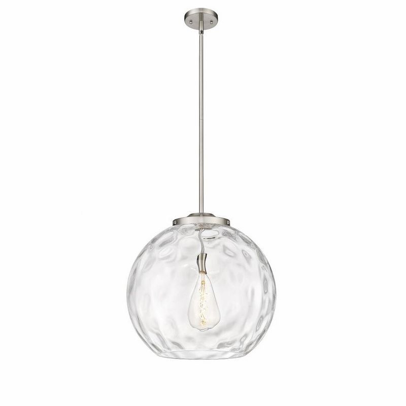 Athens Water Glass 19.5" Globe Pendant in Brushed Satin Nickel