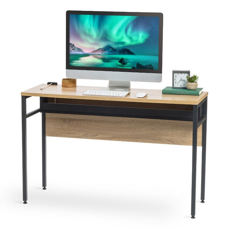 Large Black Adjustable Height Wood Computer Desk