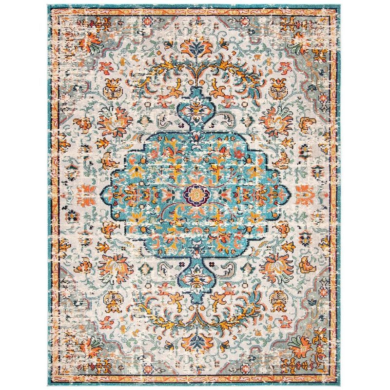 Chic Metro-Mod Grey & Light Blue 8' x 10' Synthetic Area Rug