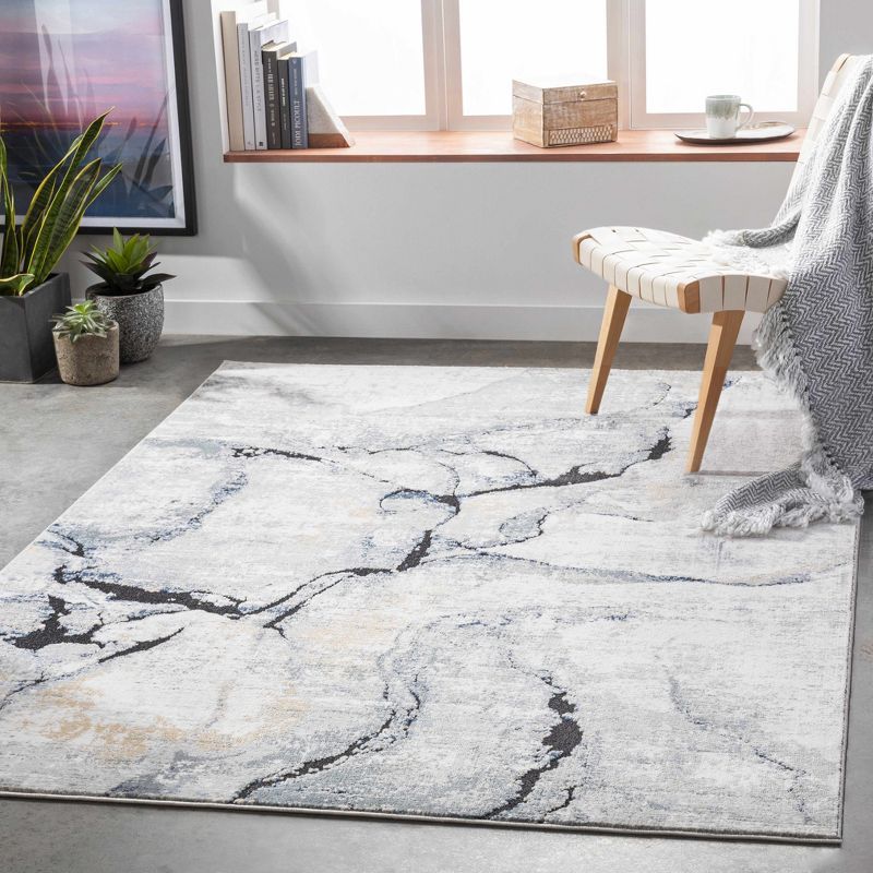 Fremantle 7'10" Square Gray Marble Polypropylene Rug