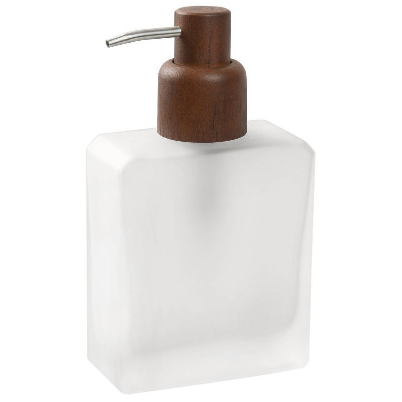 Frosted Glass and Wood Lotion Pump Dispenser