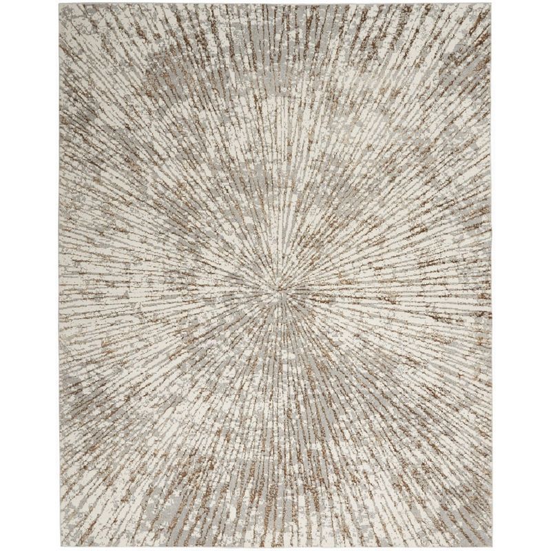 Gray and Gold Abstract 8' x 10' Synthetic Area Rug