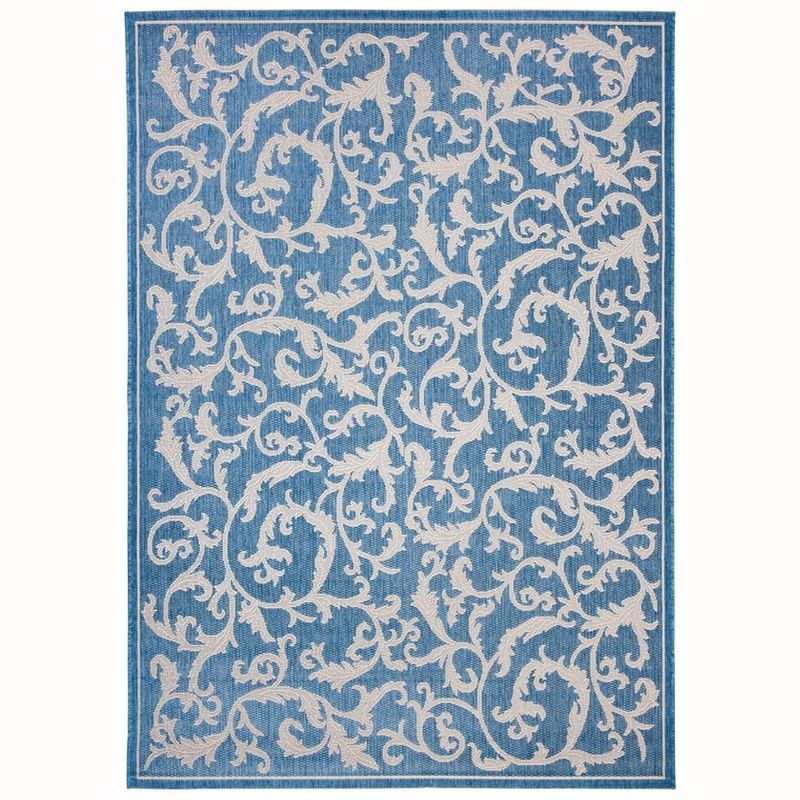 Elegant 5' x 7' Blue Synthetic Easy-Care Indoor/Outdoor Area Rug