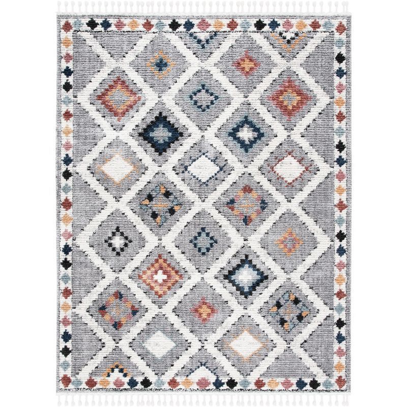 Gray and Multicolor Diamond Pattern 8' x 10' Synthetic Area Rug