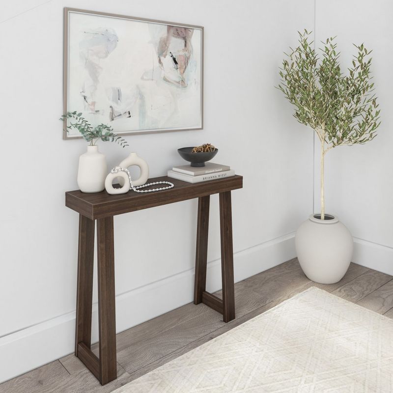 Walnut Solid Wood Narrow Console Table with Storage Shelf