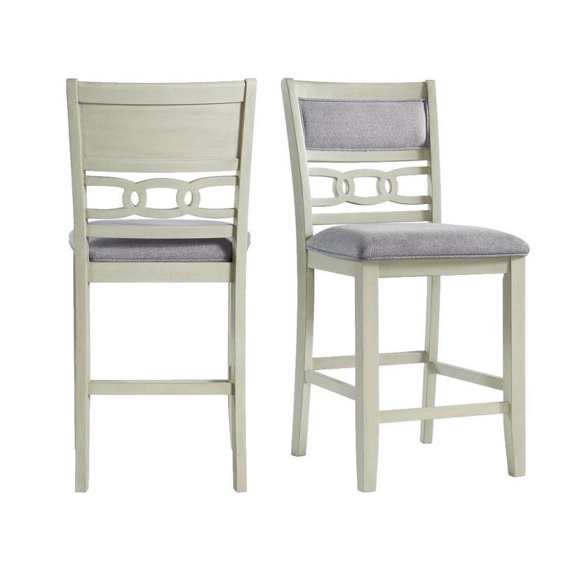 Bisque Finish Upholstered Wood Side Chair Set with Gray Seats