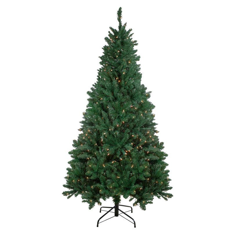 6.5 Ft Pre-Lit Green Pine Christmas Tree with Warm White LED Lights