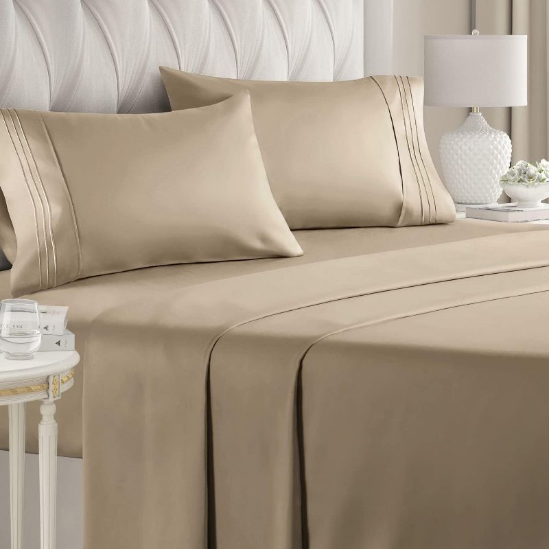 Queen Cream Microfiber 4-Piece Sheet Set