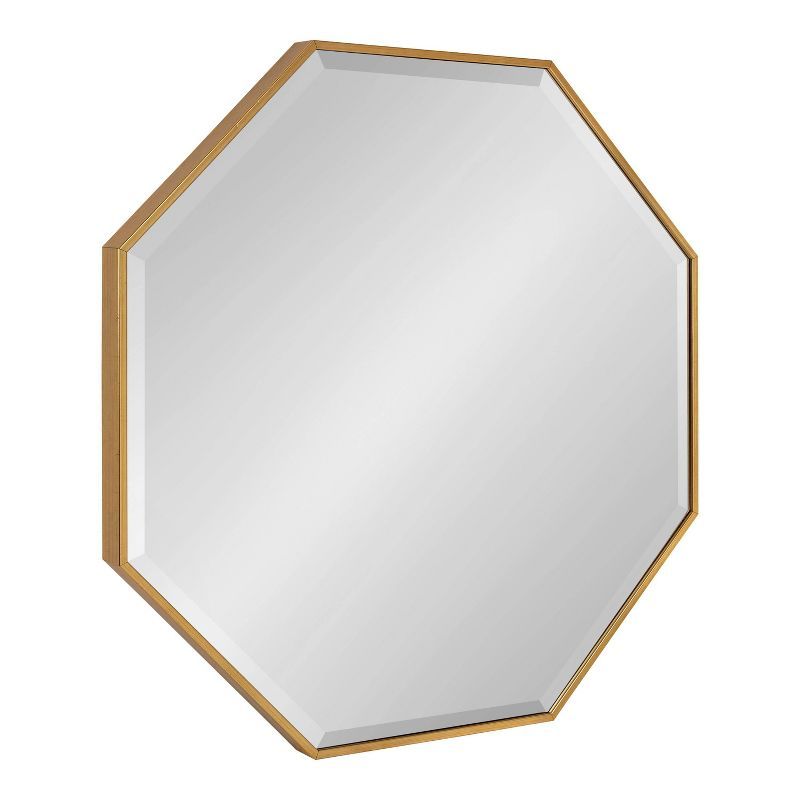 Gold Octagon Wall Mirror with Wood Frame, 34"