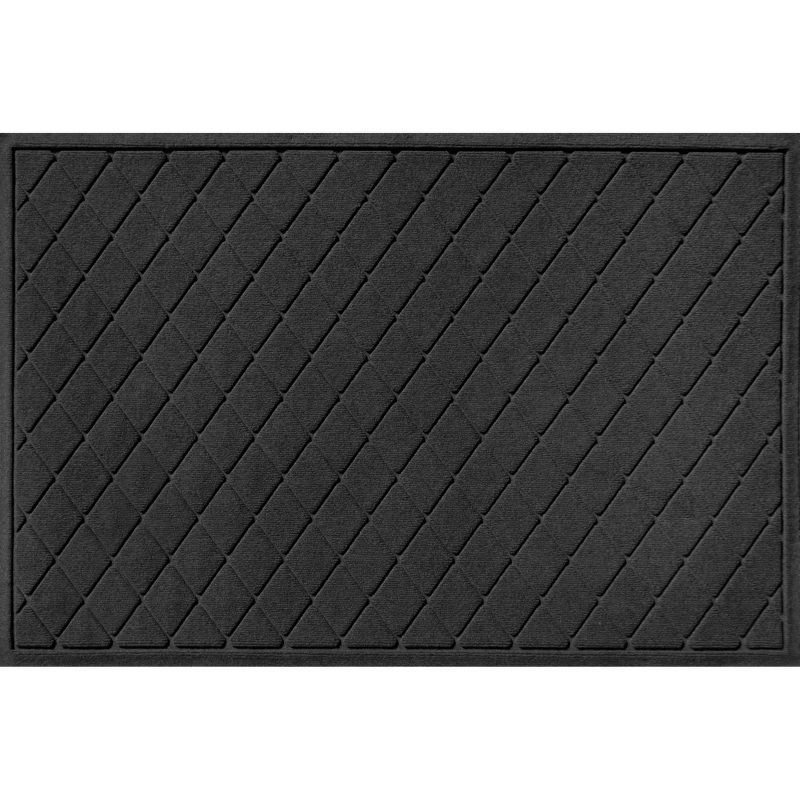 Charcoal Argyle Rubber Outdoor Doormat 37" x 7.24"