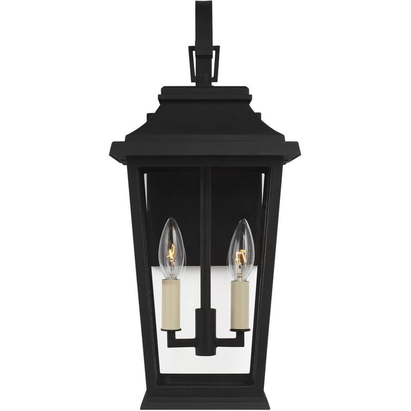 Warren Textured Black 2-Light Dimmable Outdoor Lantern with Clear Panels