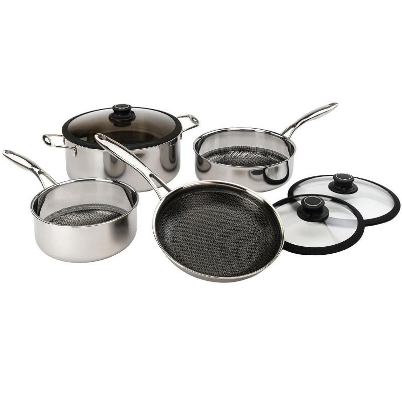 7 Piece Stainless Steel Nonstick Cookware Set with Glass Lids