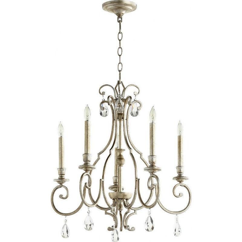 Ansley 24" Aged Silver Leaf 5-Light Transitional Chandelier