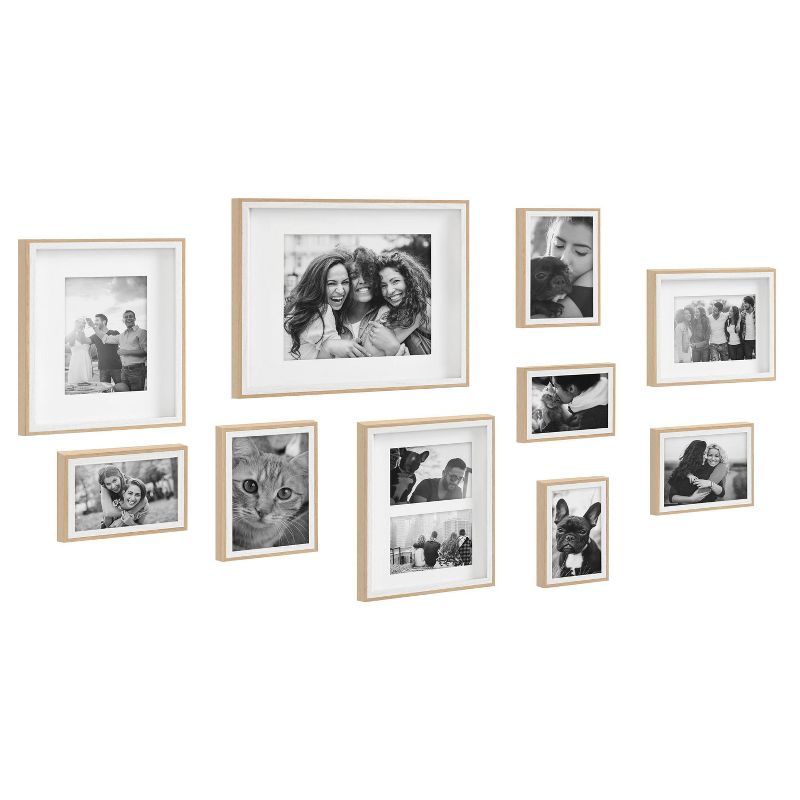 Gibson 10-Piece White and Natural Wood Wall Photo Frame Set