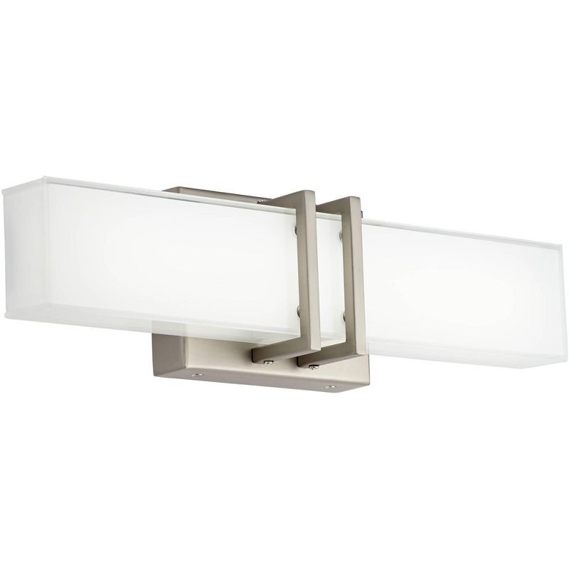 Exeter 19" Brushed Nickel LED Bathroom Wall Light with Silk-Screen Glass