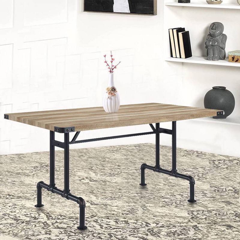 Edina 64" Oak and Sandy Black Industrial Dining Table