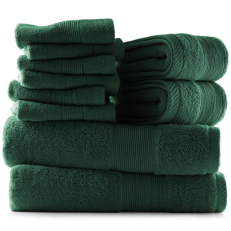 Hunter Green 10-Piece 100% Cotton Towel Set