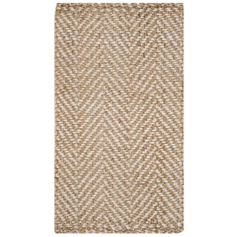 Ivory and Natural Handwoven Jute Area Rug 4' x 6'