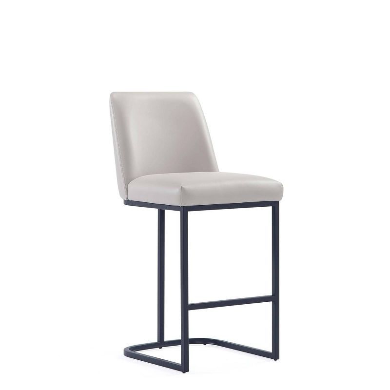 Light Gray Leatherette Upholstered Metal Counter Stool